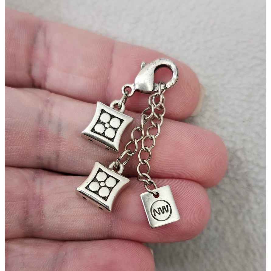 Silver Nw Marked Clip On Charm Square Dice Designer Marked